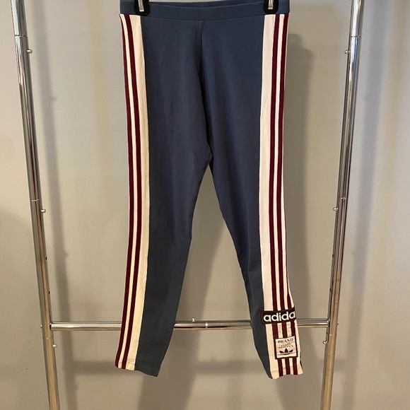 Adidas Originals 3-Stripes Logo Patch Leggings – Blue/Burgundy – Women’s M - Picture 1 of 4